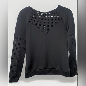 Fabletics Black Laser-Cut Mesh Detail Sweatshirt – Size M